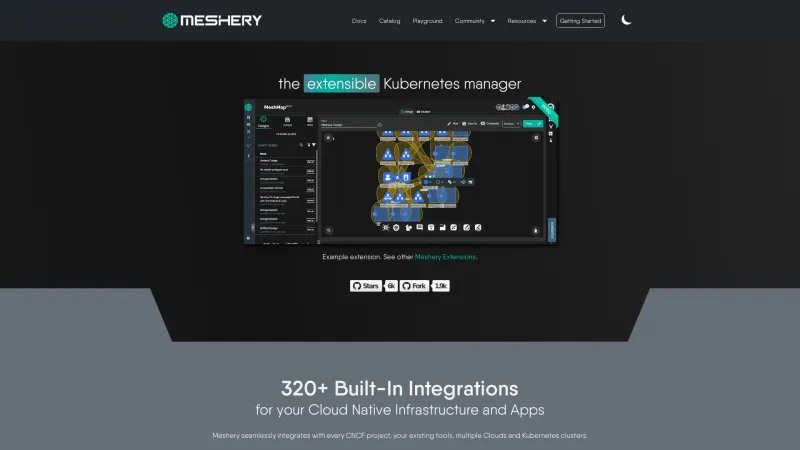 Homepage of Meshery