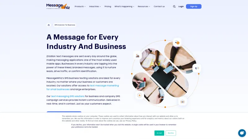 Homepage of MessageWhiz