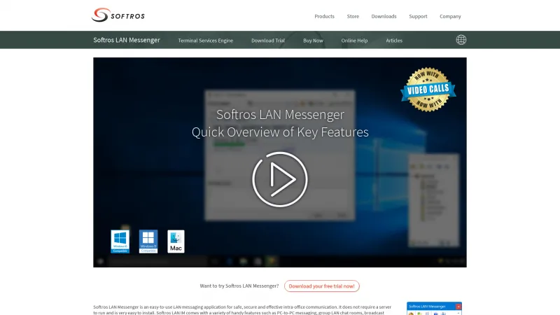 Homepage of Softros LAN messenger