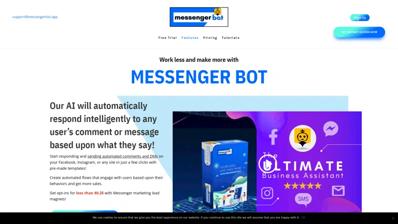 Homepage of Messenger Bot App