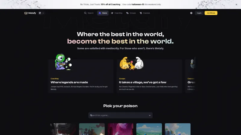 Homepage of Metafy