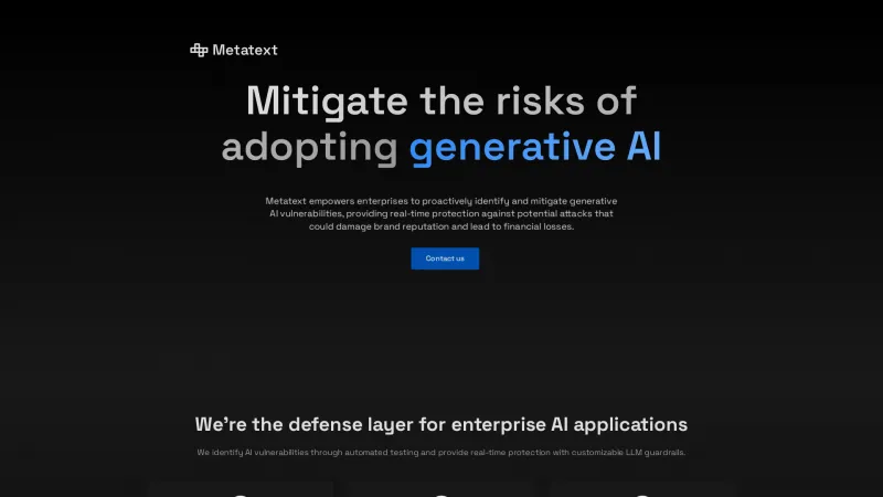 Homepage of Metatext