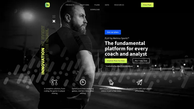 Homepage of Metrica Sports Play