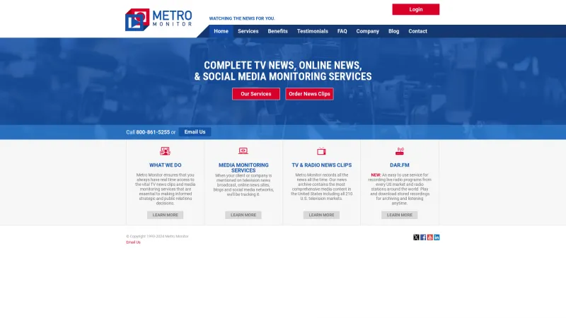 Homepage of Metro Monitor