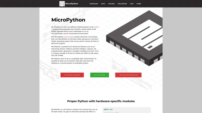 Homepage of MicroPython