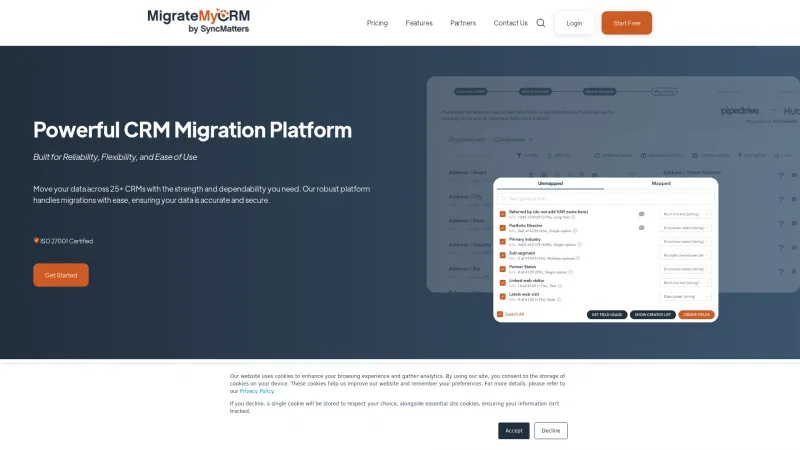 Homepage of MigrateMyCRM