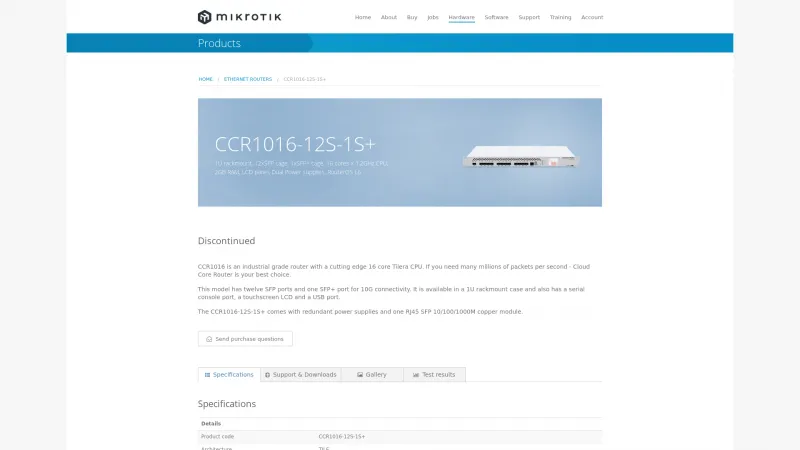 Homepage of CCR1016-12S-1S+