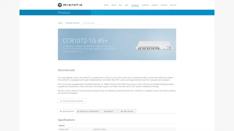 Homepage of CCR1072-1G-8S+