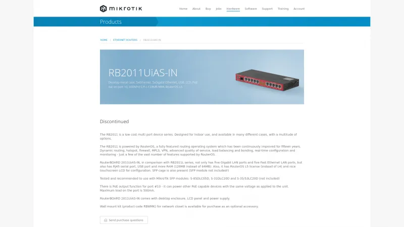 Homepage of RB2011UiAS-IN