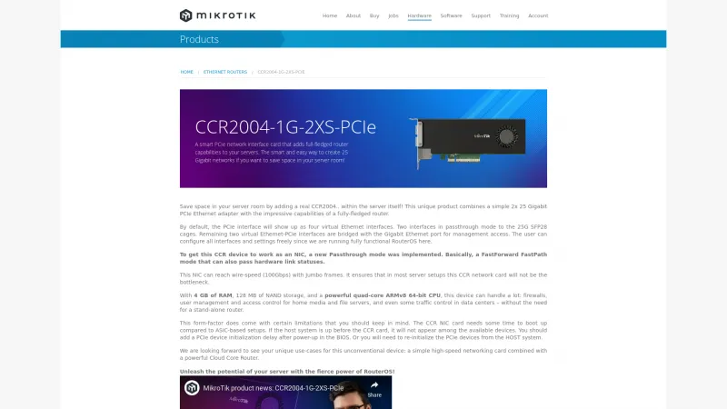 Homepage of CCR2004-1G-2XS-PCIe