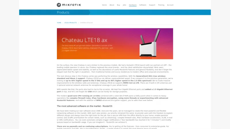 Homepage of Chateau LTE18 ax