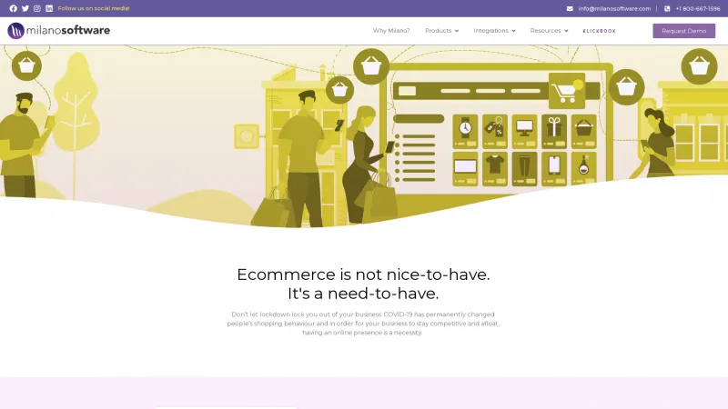 Homepage of Milano Commerce