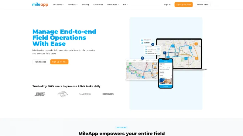 Homepage of MileApp