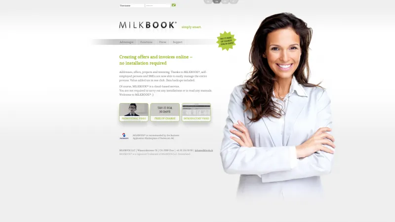 Homepage of MilkBook