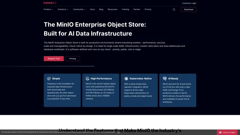 Homepage of MinIO