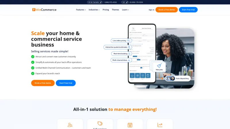 Homepage of MioCommerce