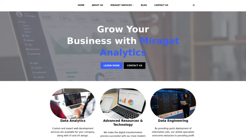 Homepage of MiragetLeads