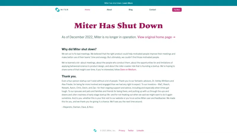 Homepage of Miter