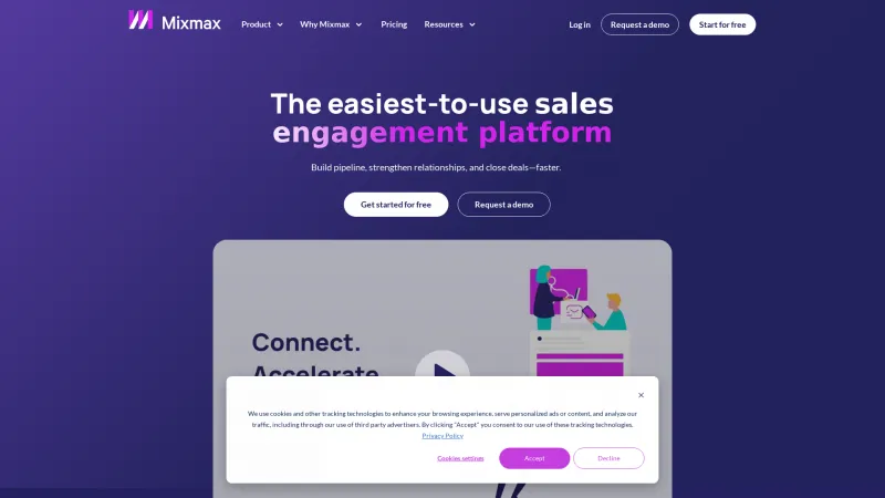 Homepage of Mixmax