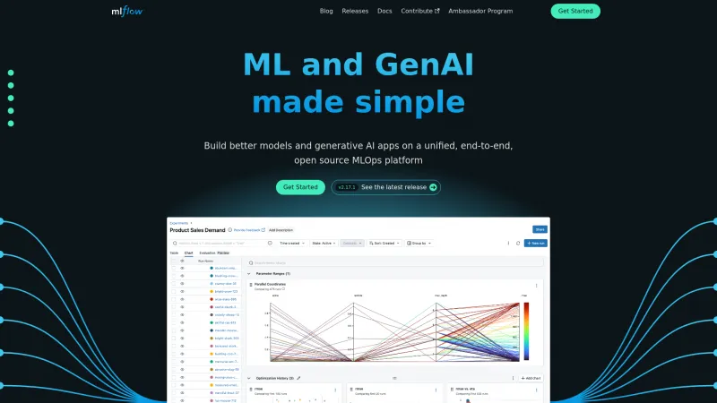 Homepage of MLflow