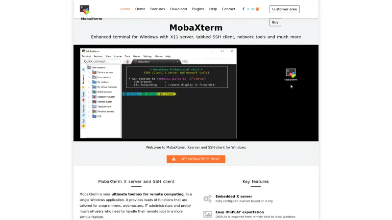 Homepage of MobaXterm