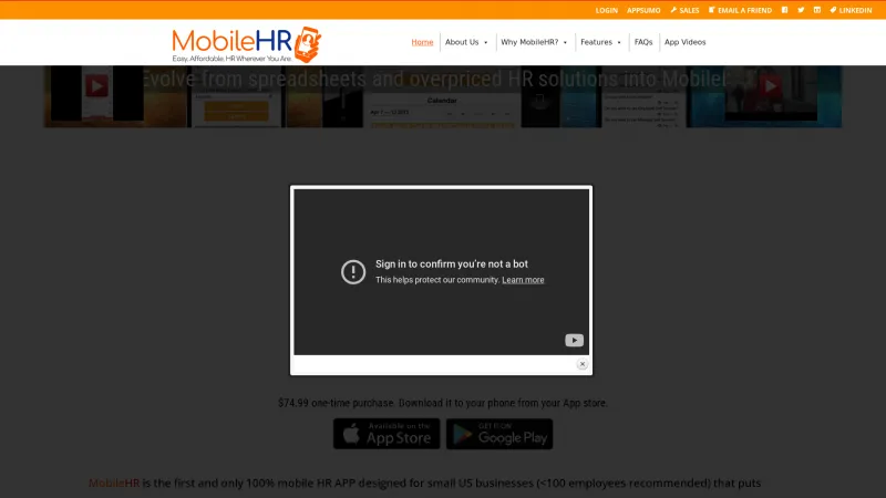 Homepage of MobileHR