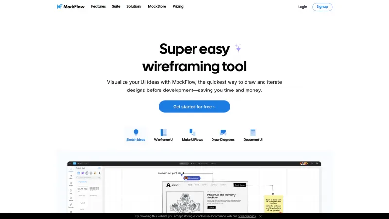 Homepage of MockFlow