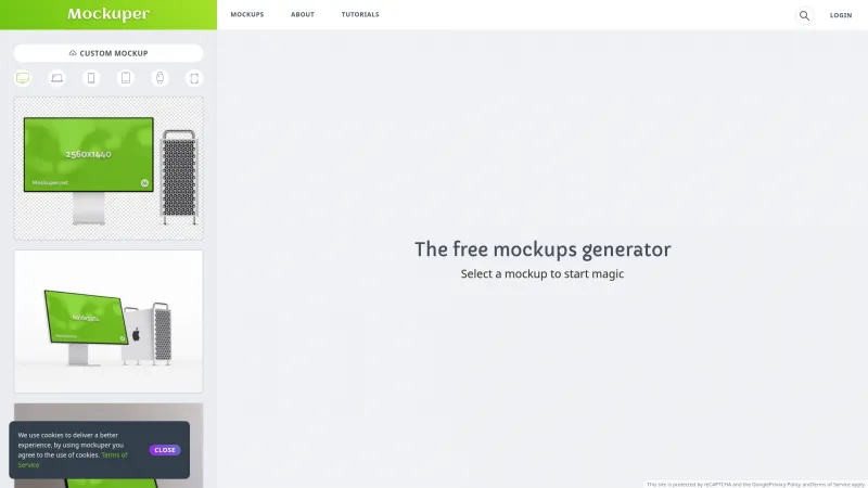 Homepage of Mockuper