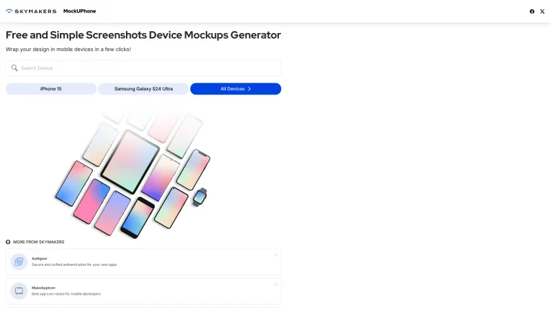 Homepage of MockUPhone