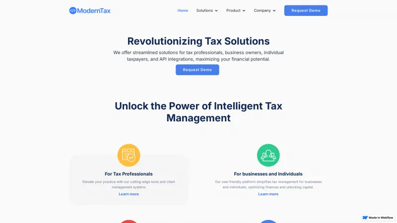 Homepage of ModernTax