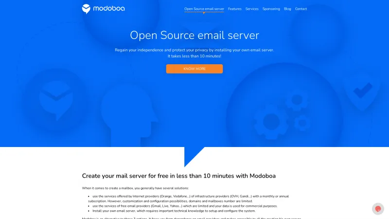 Homepage of Modoboa