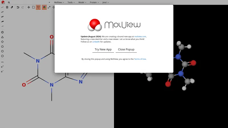 Homepage of MolView