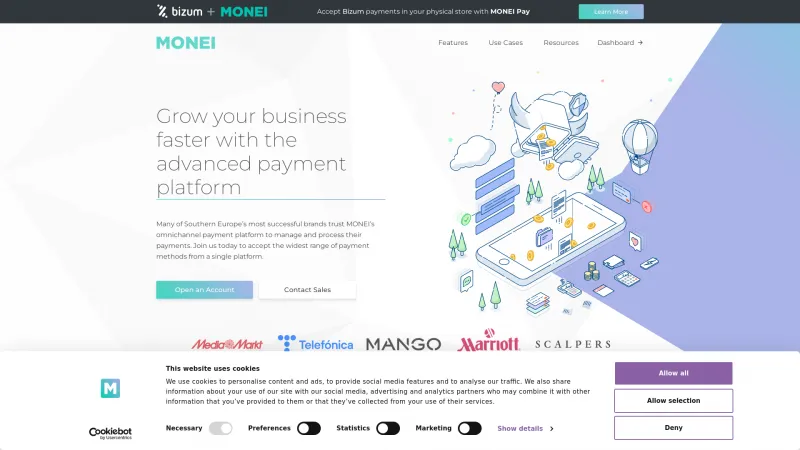 Homepage of MONEI