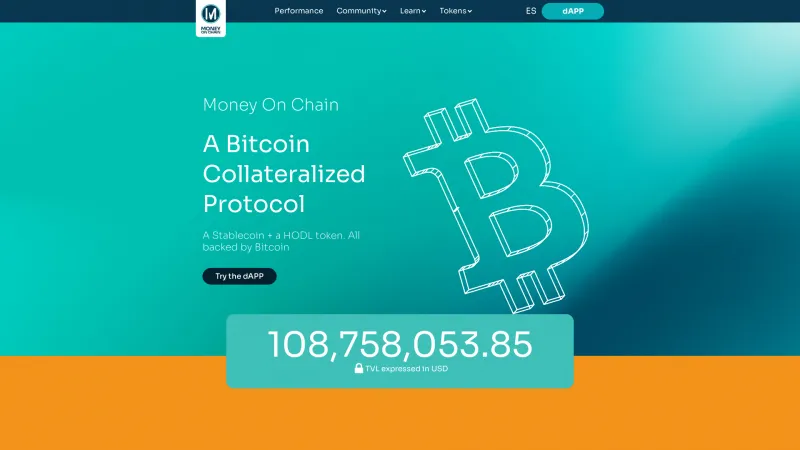 Homepage of Money On Chain