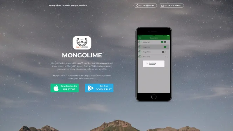 Homepage of MongoLime