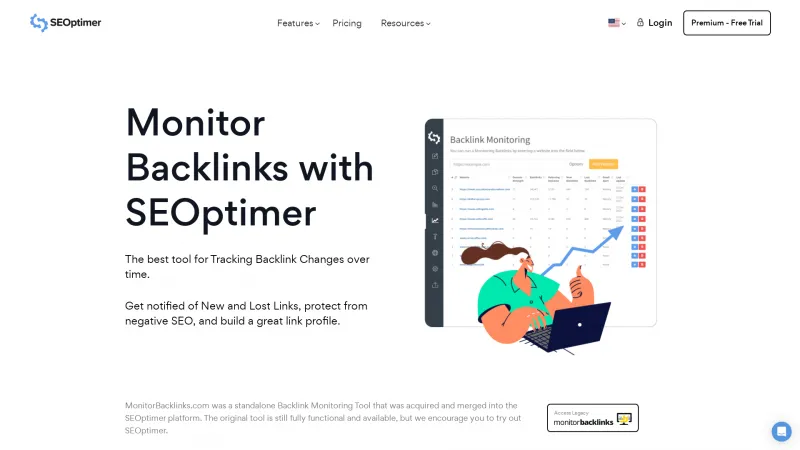 Homepage of Monitor Backlinks