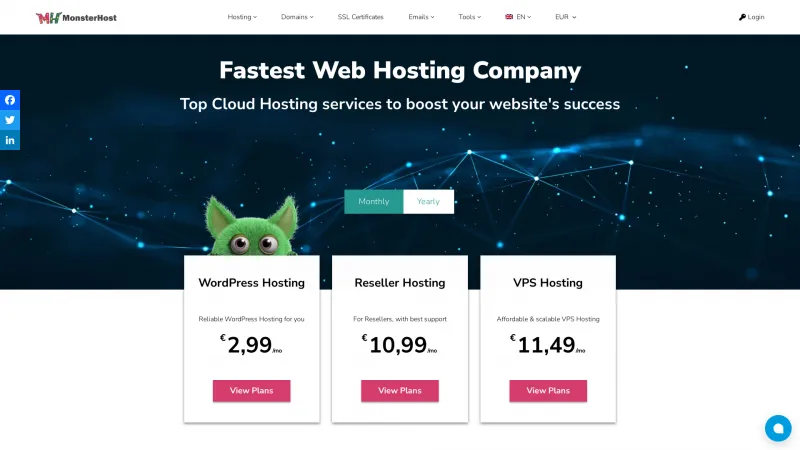 Homepage of MonsterHost