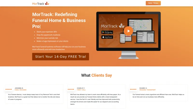 Homepage of MorTrack