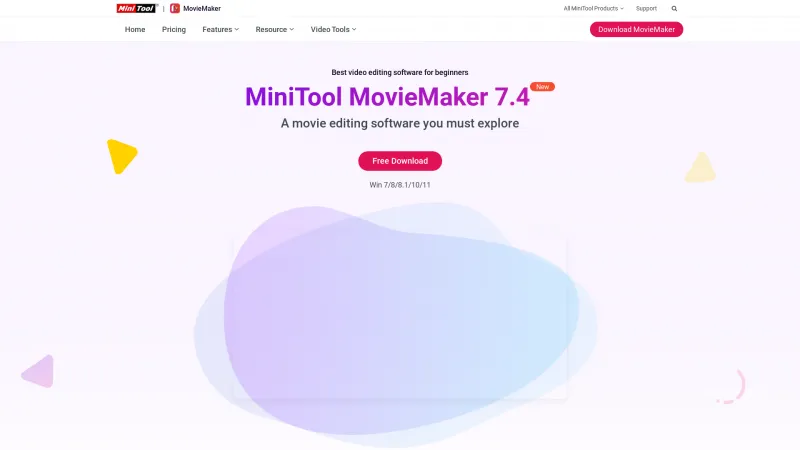 Homepage of MiniTool MovieMaker