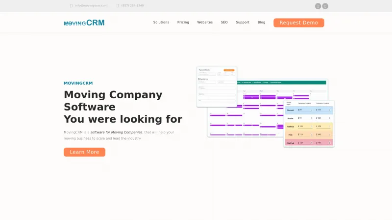 Homepage of MovingCRM