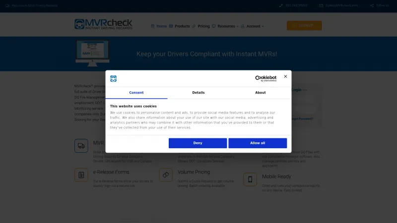 Homepage of MVRcheck