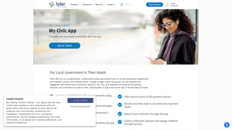 Homepage of MyCity App