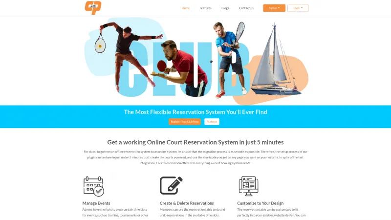 Homepage of ClubPOS