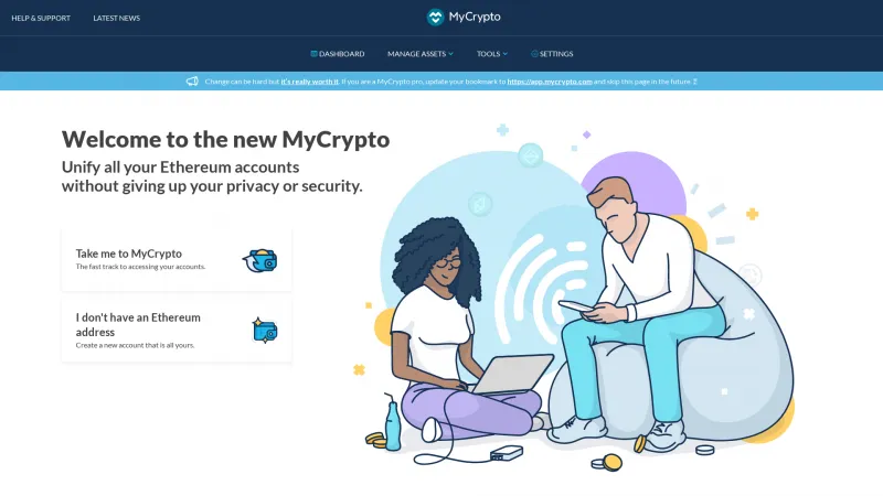 Homepage of MyCrypto