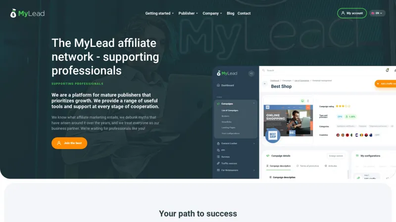 Homepage of MyLead