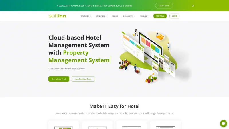 Homepage of Softinn Cloud Hotel Reservation System