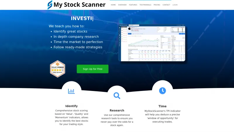 Homepage of My Stock Scanner