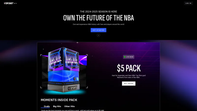 Homepage of NBA Top Shot