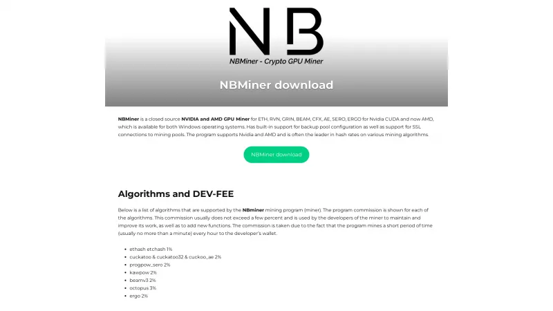 Homepage of NBMiner