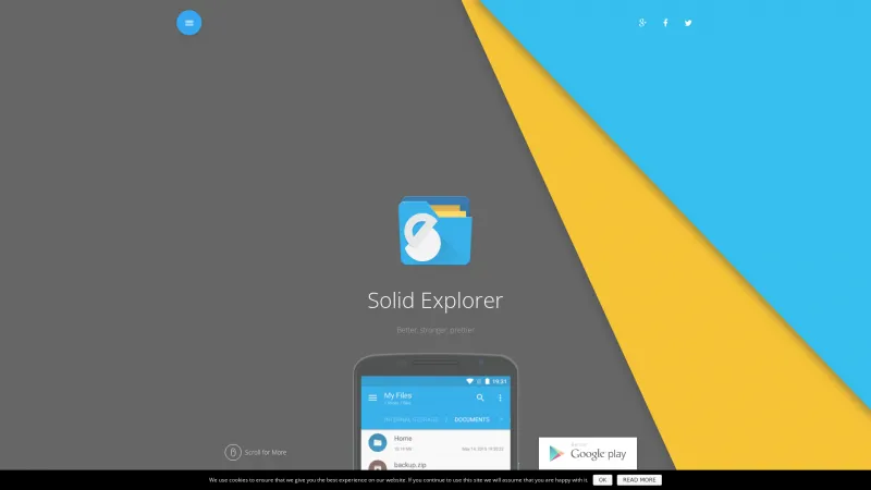 Homepage of Solid Explorer